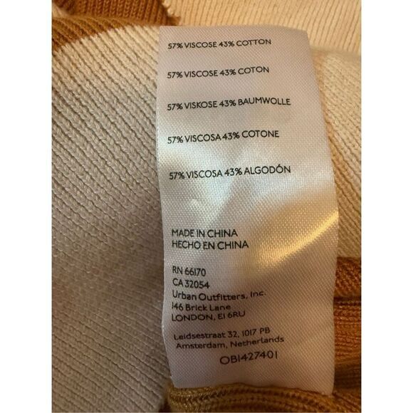 BDG Womens Ivory Brown Tunic Sweater Dress Sz Large Henley Striped Ribbed Knit - Picture 10 of 10